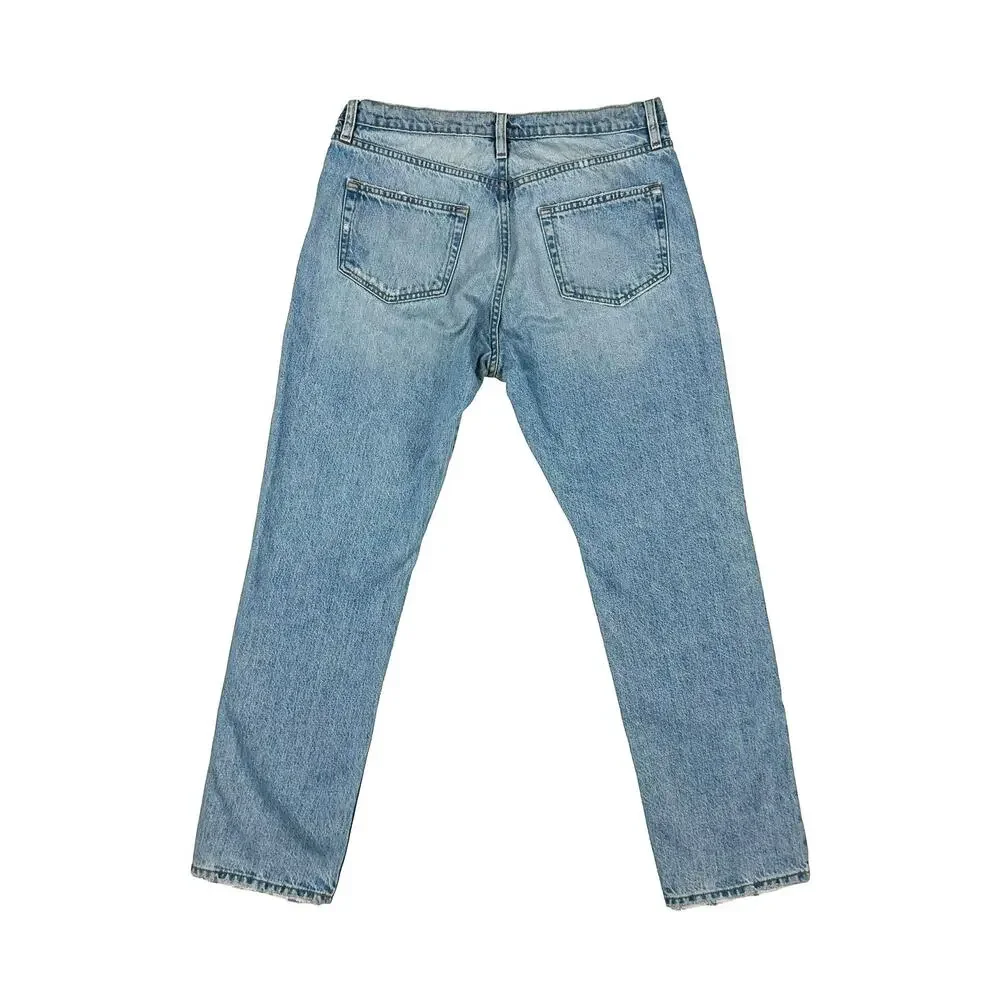 FRAME Le Slouch Boyfriend Jeans 28 Bluejay Rips Relaxed Denim LSLJ727 - Picture 4 of 14
